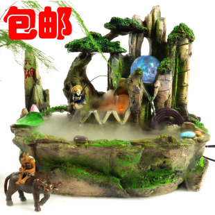  创意实用结婚礼物假山喷泉流水鱼缸盆景家居摆设装饰品风水轮摆件