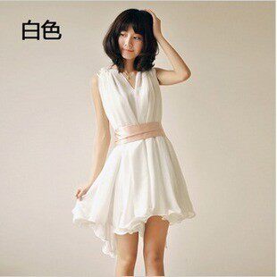夏娜 2012春装新款女装无袖背心裙 V领仙雪纺连衣裙女夏季1397