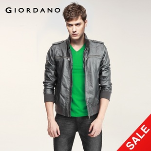 Snap up limited edition Giordano coat imitation leather jacket-men's locomotive 01071623