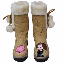 公主靴 手绘雪地靴女 加厚棉靴冬季学生可爱 防水日系甜美靴子