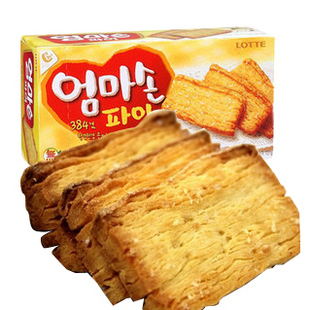  韩国进口 原装乐天LOTTE妈妈手派饼 384层奶香脆薄饼 140g