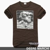 【5折】DEERE MARCHI莱卡素描小卫和玫瑰图男士短袖T恤DM366咖