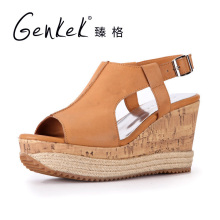 GENKEK/臻格 2012新款舒适甜美防水台高跟坡跟凉鞋鱼嘴鞋女鞋