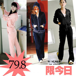 年货2012全民疯抢 2011秋装新品仿天鹅绒休闲大码运动服运动套装