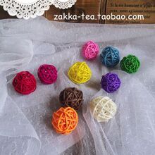 化妆品家具用品小件拍照道具百搭拍摄道具 藤球3厘米彩色套装10枚