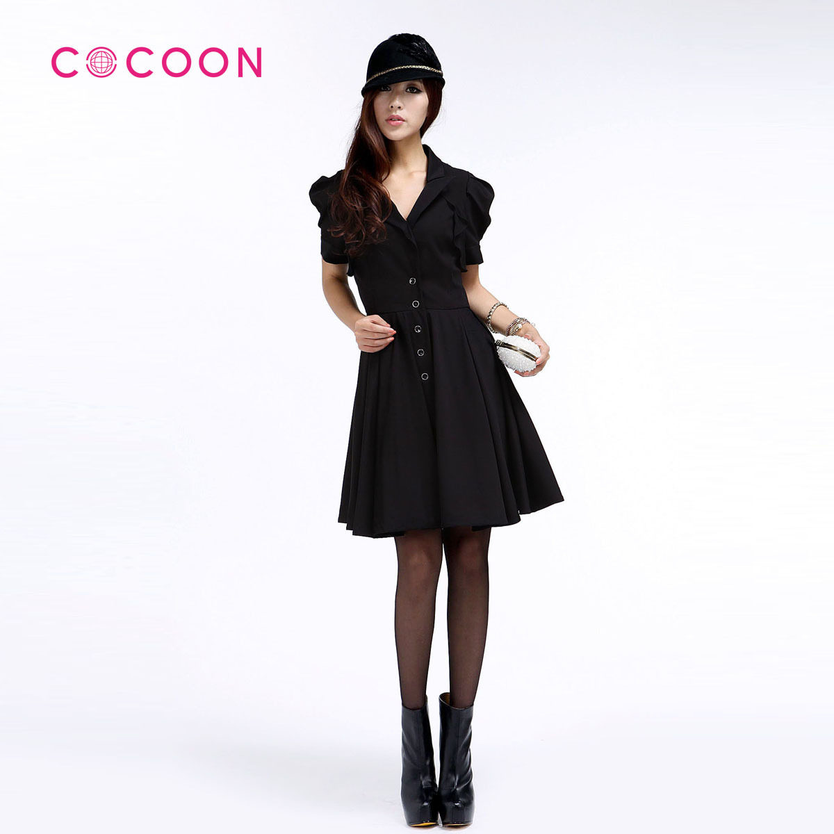 COCOON可可尼2012新品翻领泡泡袖短袖风衣211111015原价1988