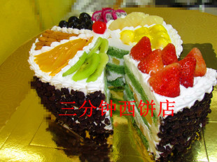  【抹茶绿茶红豆】绿茶蛋糕双层水果夹层北京生日蛋糕