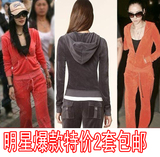 外贸原单anna fashion欧美女装天鹅绒套装瑜伽<span class=H>服</span>休闲<span class=H>运动</span>卫衣套装