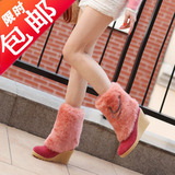 2011冬款雪地靴 MM必备时尚休闲坡跟短筒靴 毛毛靴 女靴子[H881]