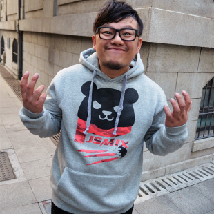  JSmix胖胖星球大码男装X1151加肥加大暴力熊抓绒大号连帽男士卫衣