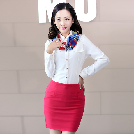 春装新款白领ol<em>职业</em>套装<em>女</em> 蕾丝长袖衬衫 <em>配</em>一