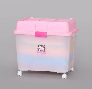 日本爱丽思IRIS HELLO KITTY带滑轮收纳箱 整理箱 储物箱K-540
