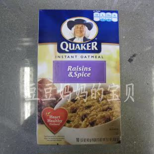  美国直递QUAKER桂格即食燕麦片添加葡萄干提子430g保护心脏