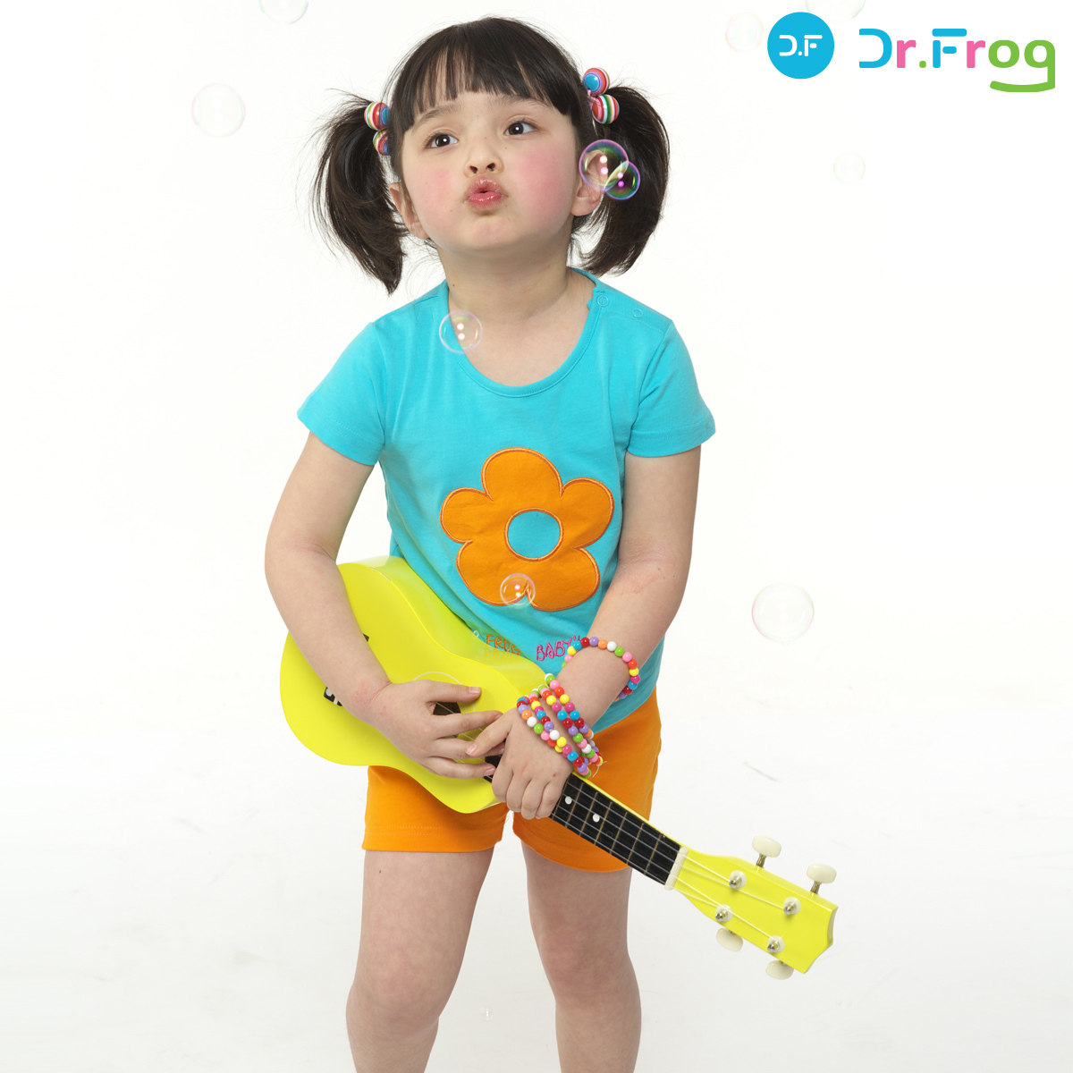 【Dr.Frog】2012夏季新款童装 小女童套装圆领花朵T恤衫+短裤