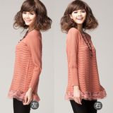 2012春装新款高领<em>蕾丝花边</em>水钻长袖加厚针织