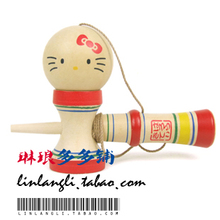 日本传统民间玩具 剑玉 限量hello Kitty剑球 收藏版木制技巧球