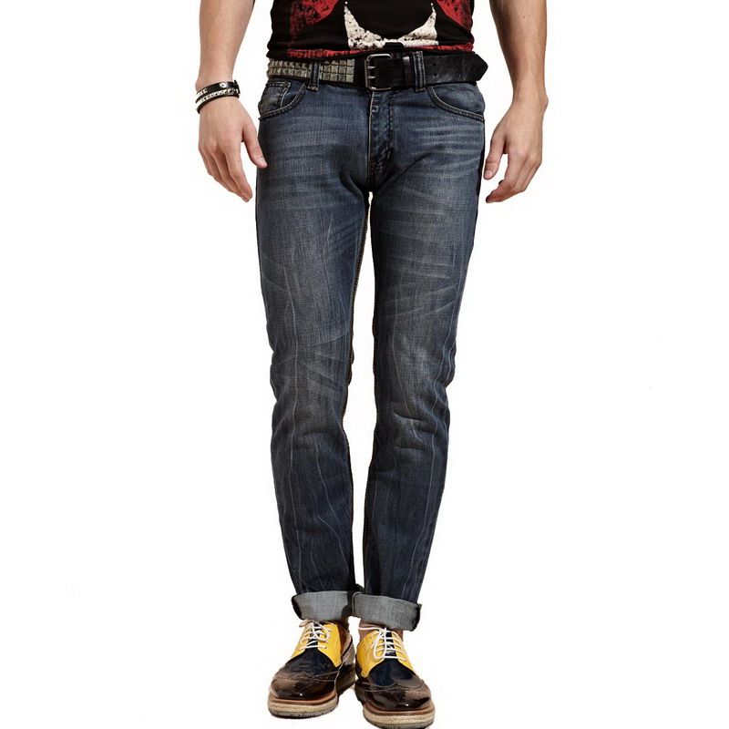 OLOMO2012夏装新品 <span class=H>男装</span>欧美流行时尚立体猫须复古直筒牛仔裤 潮