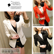2012新款春装韩版修身小西装外套女休闲小西服 中长款 豹纹西装