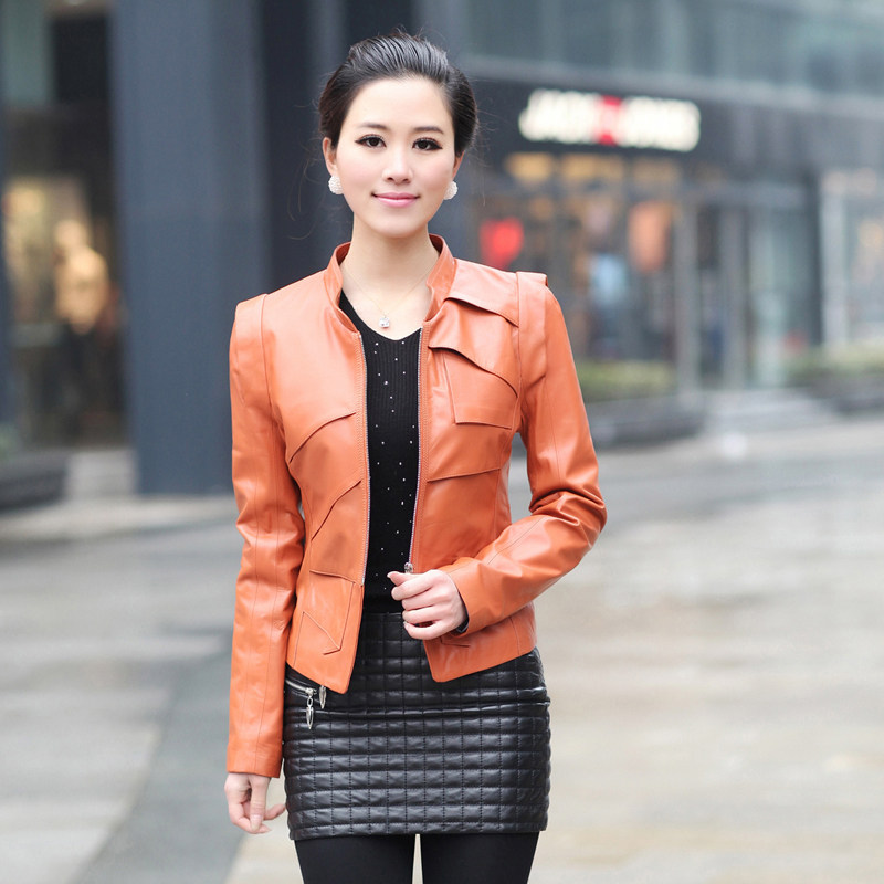 2012<em>新款</em>秋装特价 海宁真皮<em>皮衣</em> <em>女短款外套</em> 立