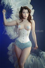 【S好名堂S】束腰定制,Corset白色暗花螺旋钢骨短款束腰/腰封