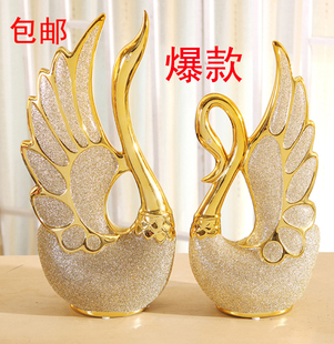  特价时尚陶瓷工艺品摆件结婚新房装饰家居摆设情侣礼物 情侣天鹅