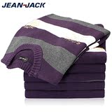 Jeanjack男装2012春装新款圆领休闲撞色针织衫男士加厚毛衣 男