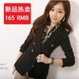 2012新款春秋装韩版女装毛呢修身双排扣西装常规款休闲小西服外套