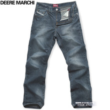 【5151m】DEERE MARCHI简约时尚水洗磨白直筒牛仔裤9639蓝