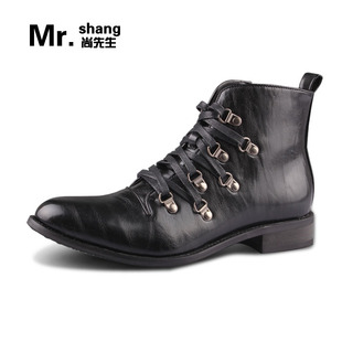  男靴子时尚靴潮流男靴男士尖头皮靴新款男士短靴铆钉马丁靴男