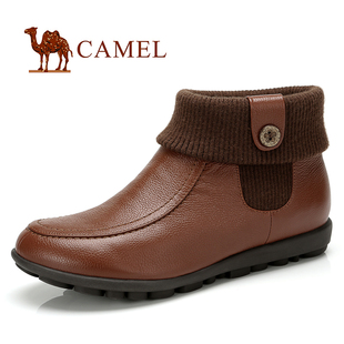  Camel 骆驼 头层牛皮 秋新款女鞋 舒适真皮休闲短靴