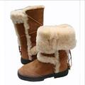 顶级澳洲 UGG 进口羊皮毛一体 奢华保暖相结合 长靴雪地靴 栗色