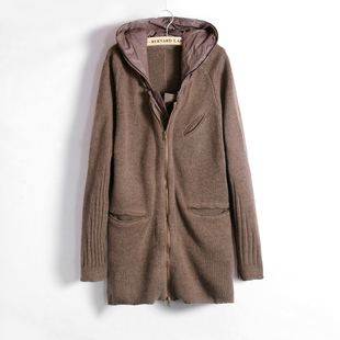 春季<em>长款</em> 特价 毛衣<em>开衫</em> 毛衣外套带帽插兜保暖