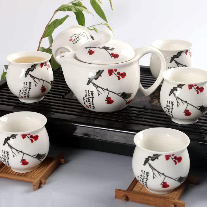 景德镇精品青花陶瓷茶具普洱茶具 特价茶具套装 双层隔热杯
