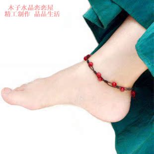  韩版 天然水晶脚链 红玛瑙脚链 女款 可做配套手链