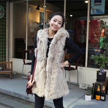 皮草 大码毛毛马甲 女 韩版 秋冬 带帽 仿兔毛<span class=H>连帽</span>马甲中长款马夹