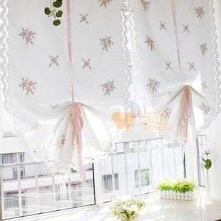 韩式田园刺绣提拉帘高档气球帘，升降罗马帘，客厅卧室飘窗成品窗帘