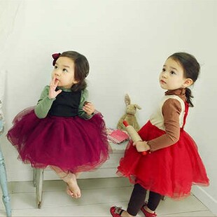 春韩国童装　amber女童儿童蓬蓬纱公主裙背心裙连衣裙礼服裙