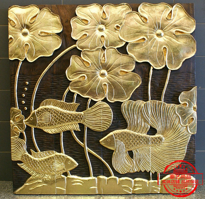 泰国特色木雕荷花金鱼年年有余板画东南亚玄关门厅装饰壁画包邮在类目 家居饰品, 壁饰中 - 来自Buy2taobao.com提供专业的淘宝代购服务