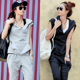 包邮2012夏装新款 韩版女装七分裤蝙蝠袖休闲<span class=H>运动</span><span class=H>服</span>短袖卫衣套装