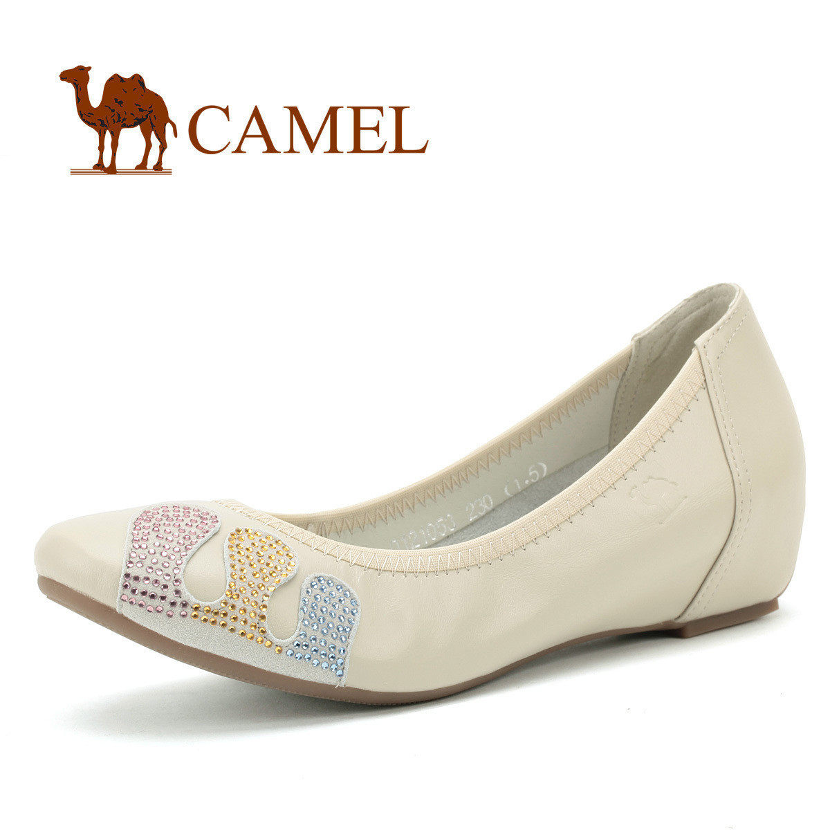 Camel 骆驼 牛皮/人造革/PU 0221053 内增高真皮糖果鞋 平底单鞋