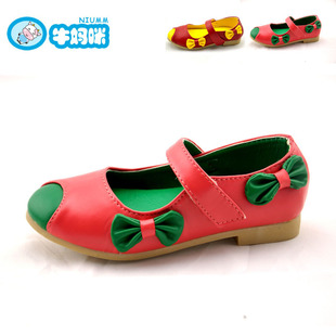  包邮春款儿童单鞋女童单鞋蝴蝶结彩色pu皮鞋方口公主单鞋防滑吸汗