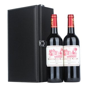  久加久 法国进口红酒 卓凡尼家族干红葡萄酒4件套皮盒 750*2