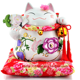 猫舍道乐堂本铺 日本正版招财猫 特大号牡丹 陶瓷摆件/开业礼品