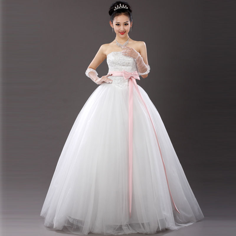婚纱礼服 2013新款 公主新娘结婚抹胸齐地婚纱 绑带蓬蓬蝴蝶结 婚纱礼服 2013新款 公主新娘结婚抹胸齐地婚纱 绑带蓬蓬蝴蝶结