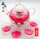 震撼耐热玻璃茶具 晶采花茶壶六件组