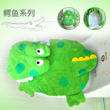 限时折扣 鳄鱼圆方形马桶盖套可爱马桶垫三件套两件套 江浙沪包邮