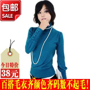  秋冬新款丝光棉高领打底衫 毛衣 韩版 毛衣 女 外套 长袖 针织衫