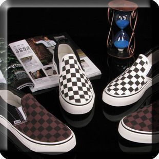  正品步祥包邮低帮套脚休闲鞋男鞋懒人格子帆布鞋男板鞋韩版潮流