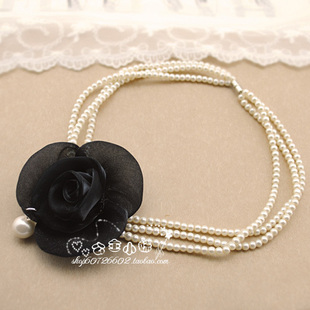  韩版儿童饰品 宝宝珍珠项链公主礼服配饰胸针胸花花朵毛衣链 手链