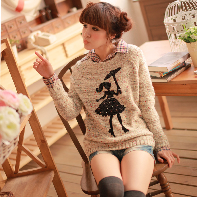 学院甜美花色毛线...